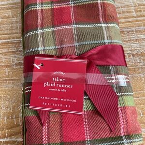 Pottery Barn Holiday Plaid Runner in Red and Green
